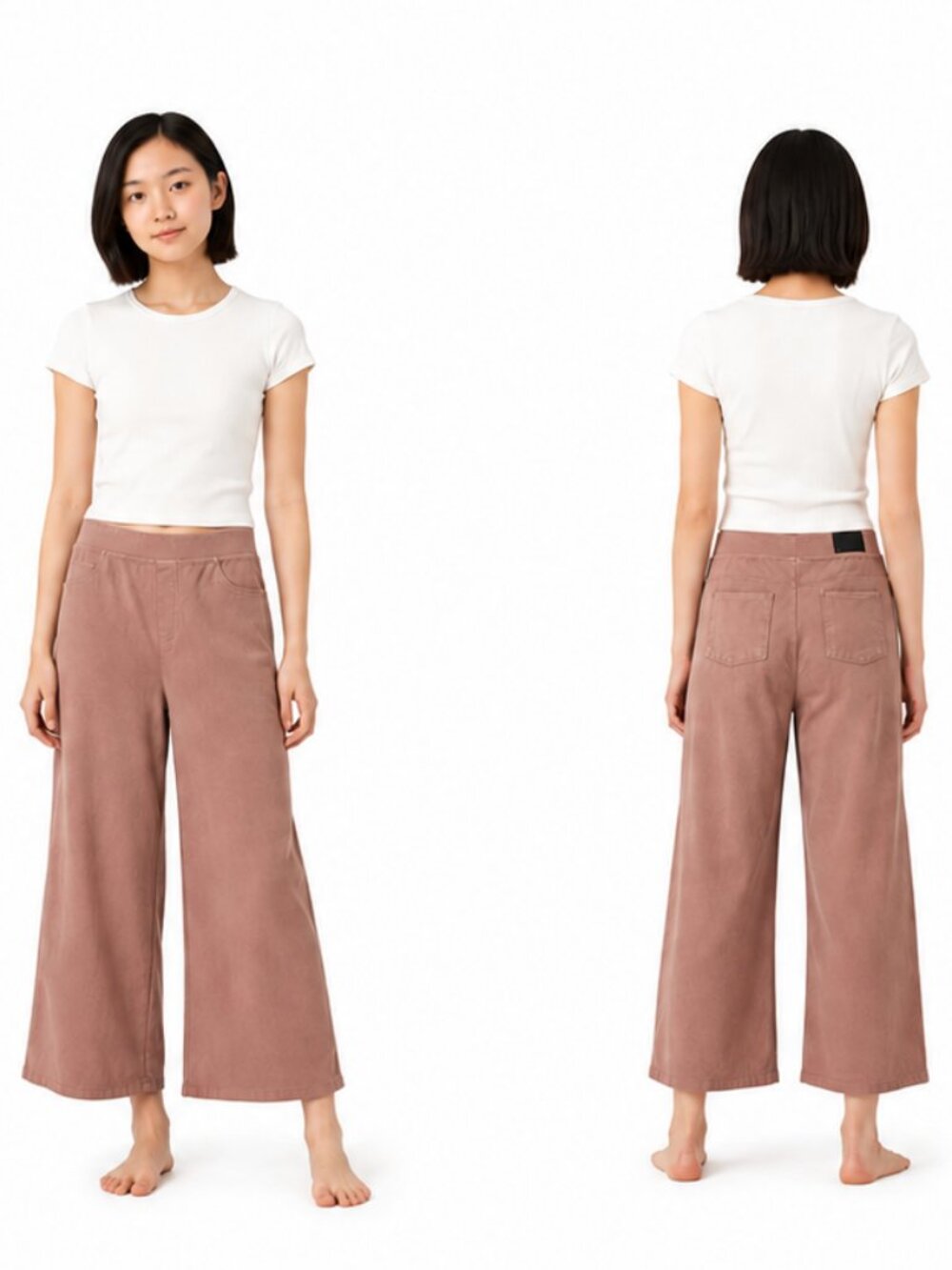 Zara Pants Women's Junior Size 11 - 12 Mauve Pink Wide Leg Crop Stretchy Pull On